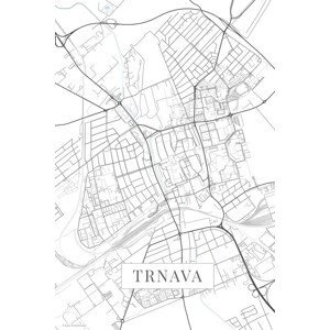 Mapa Trnava white, (26.7 x 40 cm)