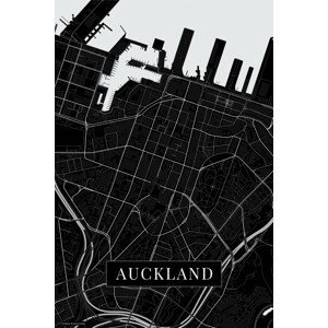 Mapa Auckland black, (26.7 x 40 cm)