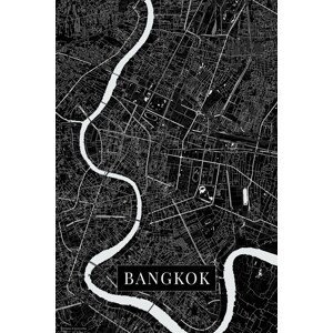 Mapa Bangkok black, (26.7 x 40 cm)