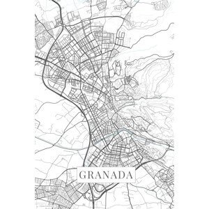Mapa Granada white, (26.7 x 40 cm)