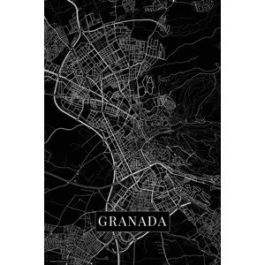 Mapa Granada black, (26.7 x 40 cm)
