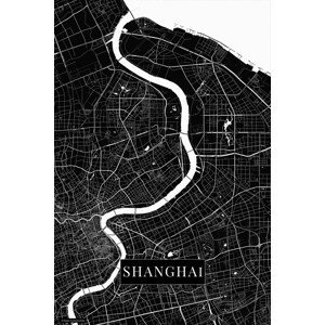 Mapa Šanghaj black, (26.7 x 40 cm)