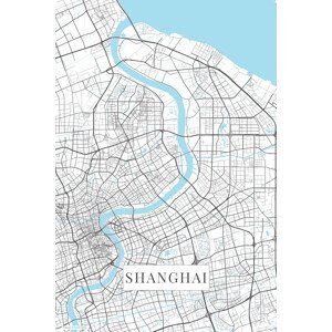 Mapa Šanghaj white, (26.7 x 40 cm)