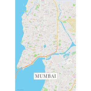 Mapa Bombaj color, (26.7 x 40 cm)