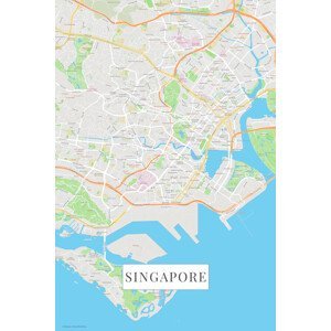 Mapa Singapur color, (26.7 x 40 cm)
