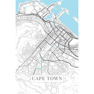 Mapa Cape Town white, (26.7 x 40 cm)