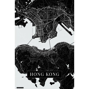 Mapa Hong Kong black, (26.7 x 40 cm)