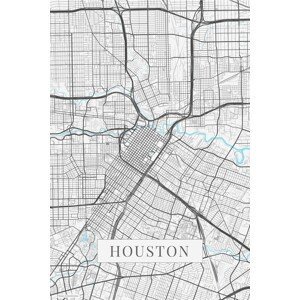Mapa Houston white, (26.7 x 40 cm)