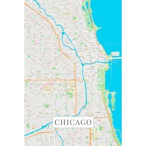 Mapa Chicago color, (26.7 x 40 cm)