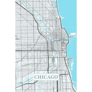 Mapa Chicago white, (26.7 x 40 cm)