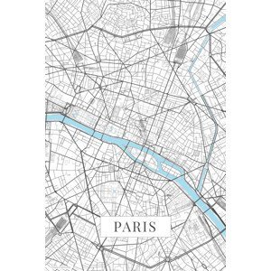 Mapa Paris white, (26.7 x 40 cm)