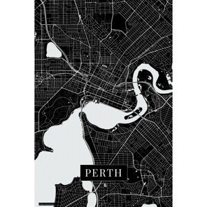 Mapa Perth black, (26.7 x 40 cm)
