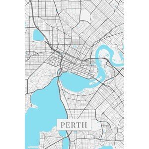 Mapa Perth white, (26.7 x 40 cm)