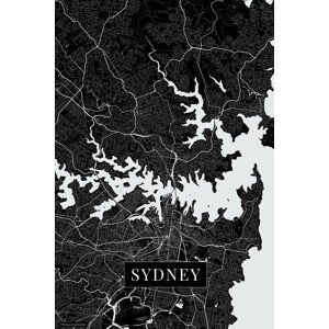 Mapa Sydney black, (26.7 x 40 cm)
