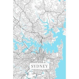 Mapa Sydney white, (26.7 x 40 cm)