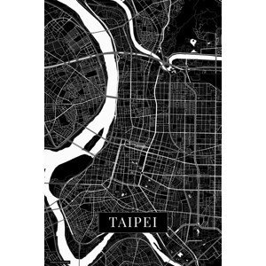 Mapa Taipei black, (26.7 x 40 cm)