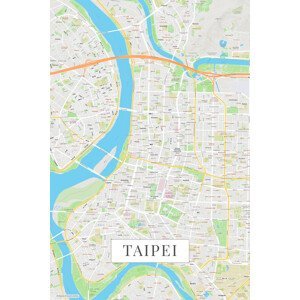 Mapa Taipei color, (26.7 x 40 cm)