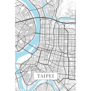 Mapa Taipei white, (26.7 x 40 cm)