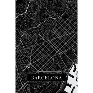 Mapa Barcelona black, (26.7 x 40 cm)