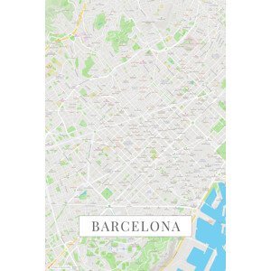 Mapa Barcelona color, (26.7 x 40 cm)