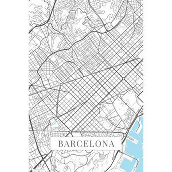 Mapa Barcelona white, (26.7 x 40 cm)