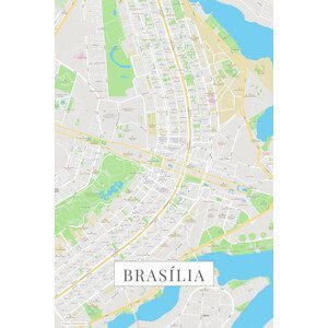 Mapa Brasilia color, (26.7 x 40 cm)