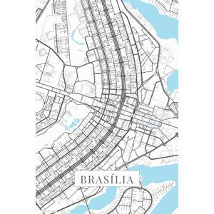 Mapa Brasilia white, (26.7 x 40 cm)