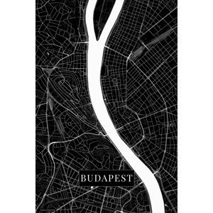 Mapa Budapest black, (26.7 x 40 cm)