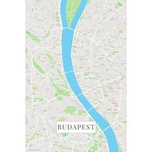 Mapa Budapest color, (26.7 x 40 cm)