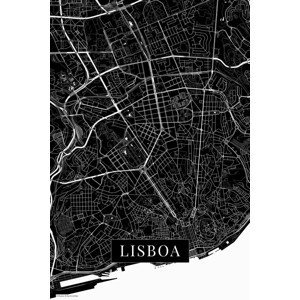 Mapa Lisboa black, (26.7 x 40 cm)