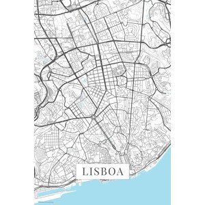 Mapa Lisboa white, (26.7 x 40 cm)