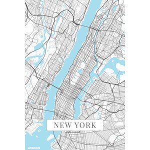 Mapa New York white, (26.7 x 40 cm)