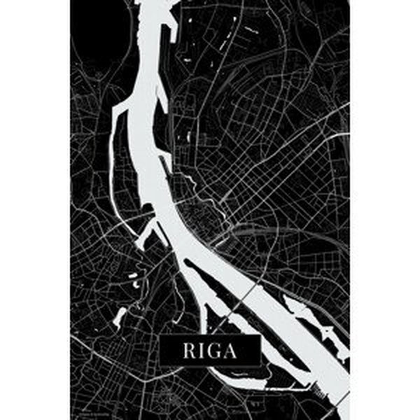 Mapa Riga black, (26.7 x 40 cm)