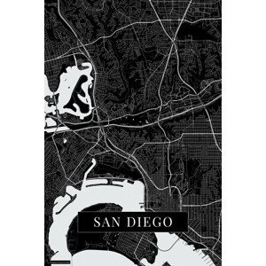 Mapa San Diego black, (26.7 x 40 cm)