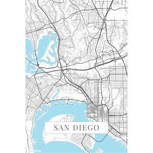 Mapa San Diego white, (26.7 x 40 cm)