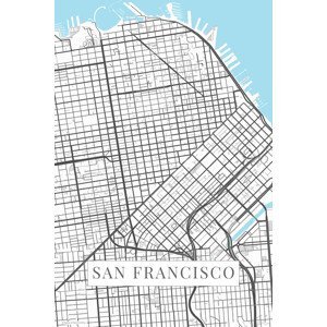 Mapa San Francisco white, (26.7 x 40 cm)