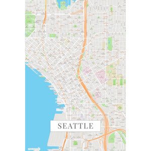 Mapa Seattle color, (26.7 x 40 cm)