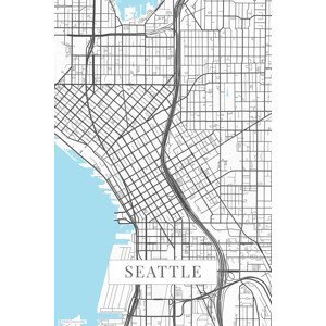 Mapa Seattle white, (26.7 x 40 cm)