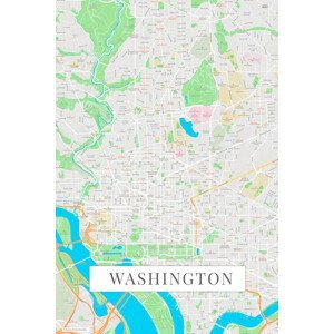 Mapa Washington color, (26.7 x 40 cm)
