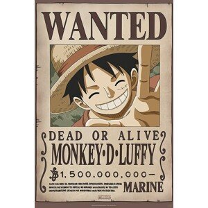 Plakát, Obraz - One Piece - Wanted Luffy, (61 x 91.5 cm)
