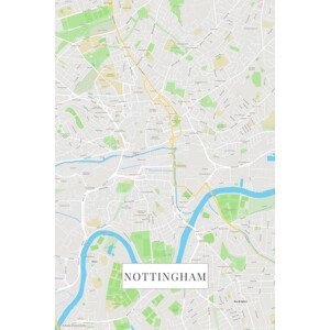 Mapa Nottingham color, (26.7 x 40 cm)