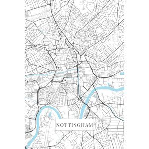 Mapa Nottingham white, (26.7 x 40 cm)
