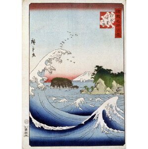 Hiroshige, Utagawa II - Obrazová reprodukce Mount Fuji behind the restless sea, (26.7 x 40 cm)