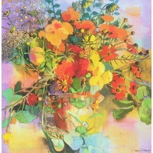 Spencer, Claire - Obrazová reprodukce Autumn Flowers, (40 x 40 cm)