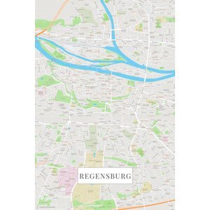 Mapa Regensburg color, (26.7 x 40 cm)
