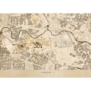 Mapa Sepia vintage map of Berlin, Blursbyai, (40 x 30 cm)