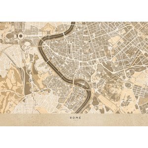 Mapa Sepia vintage map of Rome, Blursbyai, (40 x 30 cm)