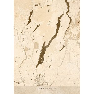 Mapa Sepia vintage map of Lake George, Blursbyai, (30 x 40 cm)