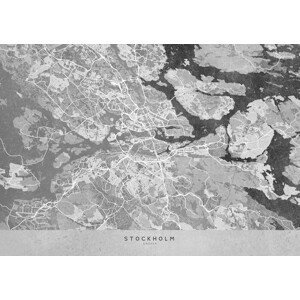 Mapa Gray vintage map of Stockholm, Blursbyai, (40 x 30 cm)