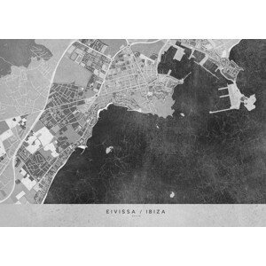 Mapa Gray vintage map of Ibiza, Blursbyai, (40 x 30 cm)